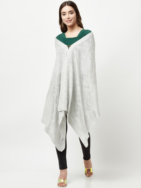 

Knitstudio Women Grey Solid Knitted Shawl