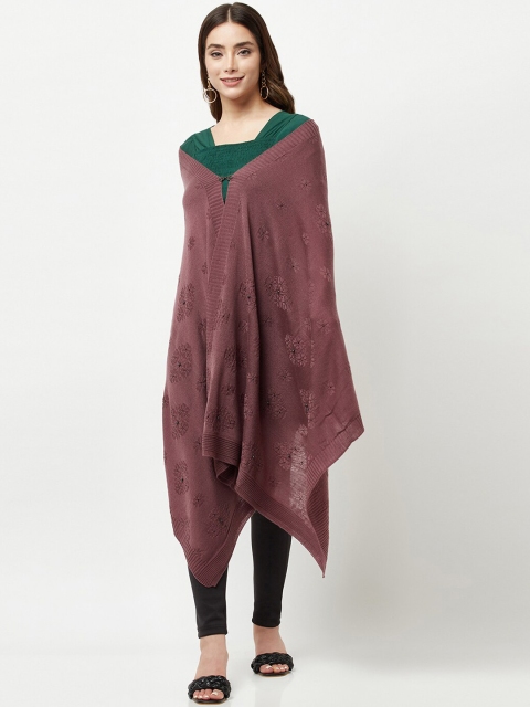 

Knitstudio Women Purple Woven Design Shawl