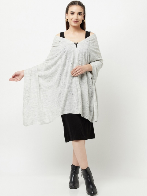 

Knitstudio Women Grey Pearl Beaded Knitted Shawl