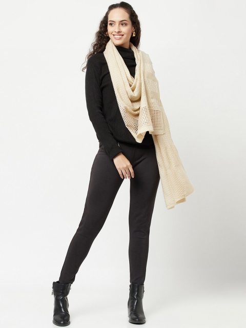 

Knitstudio Women Cream-Colored Knitted Shawl