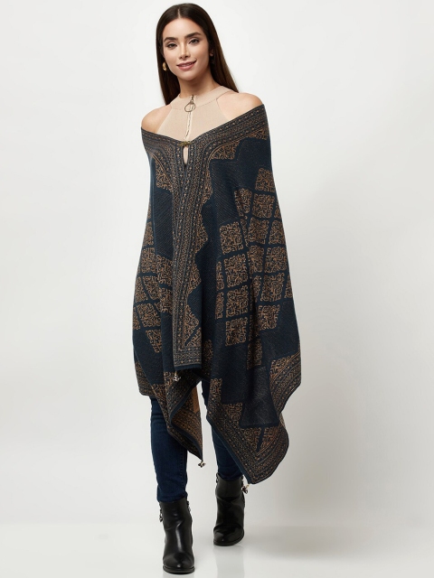 

Knitstudio Women Teal Blue Paisley Knitted Shawl