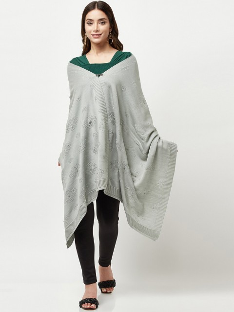 

Knitstudio Women Green-Colored Solid Knitted Shawl