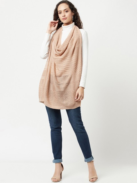 

Knitstudio Women Rose Pink Printed Knitted Shawl