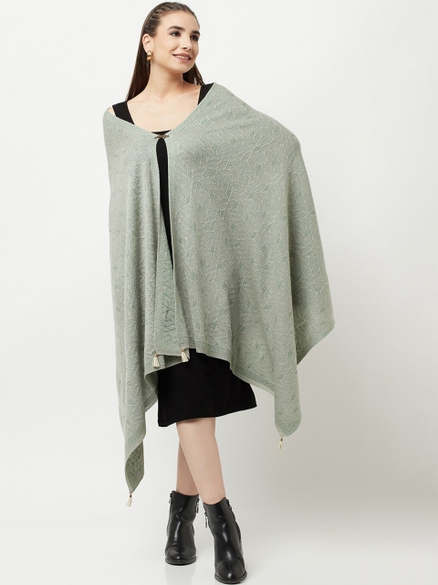 

Knitstudio Women Mint Green Woven-Design Shawl