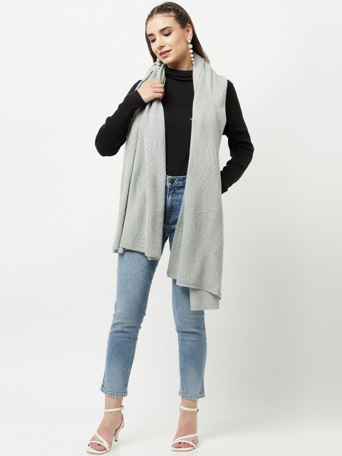 

Knitstudio Women Mint Green Solid Knitted Shawl