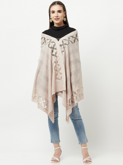 

Knitstudio Women Beige Floral Embroidered Shawl