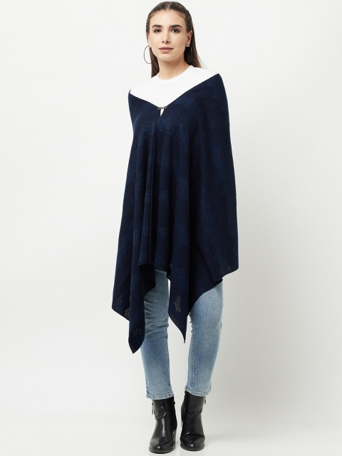 

Knitstudio Women Navy Blue Solid Knitted Shawl