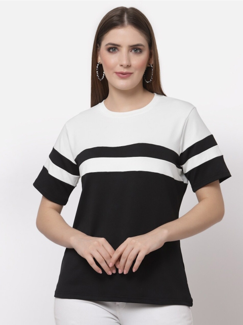 

ASEELO Black & White Striped Top