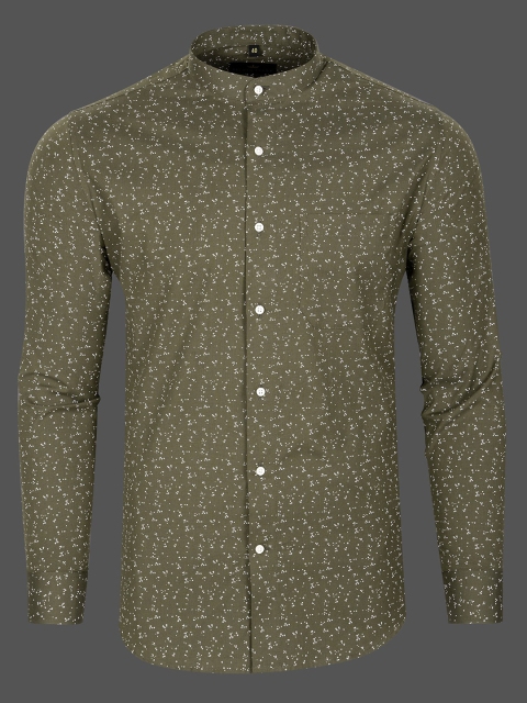 

FRENCH CROWN Men Green Standard Printed Formal Shirt