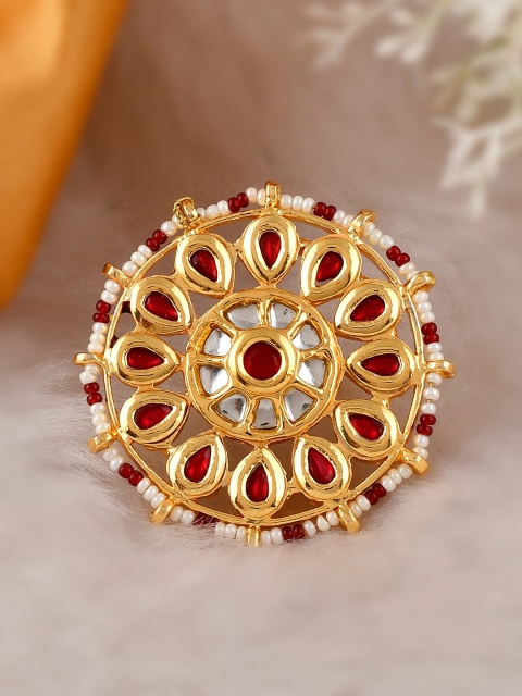 

DASTOOR Women Gold Meenakari Adjustable Kundan Ring