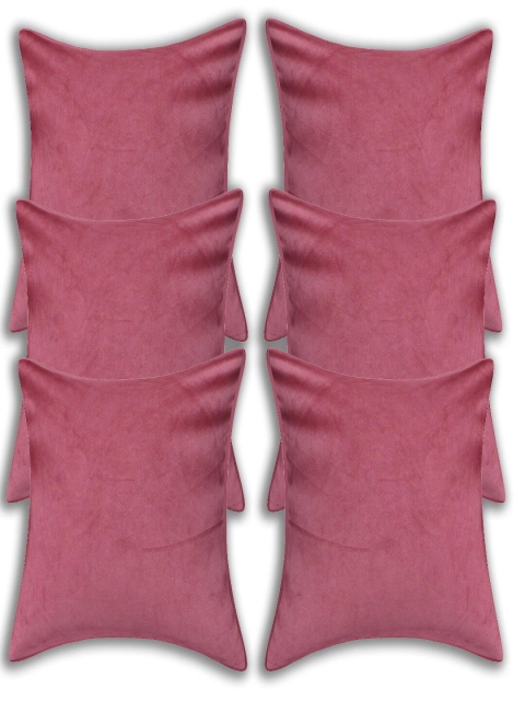 

INDHOME LIFE Peach-Coloured Set of 6 Velvet Square Cushion Covers