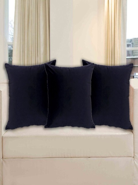

INDHOME LIFE Black Set of 3 Velvet Square Cushion Covers