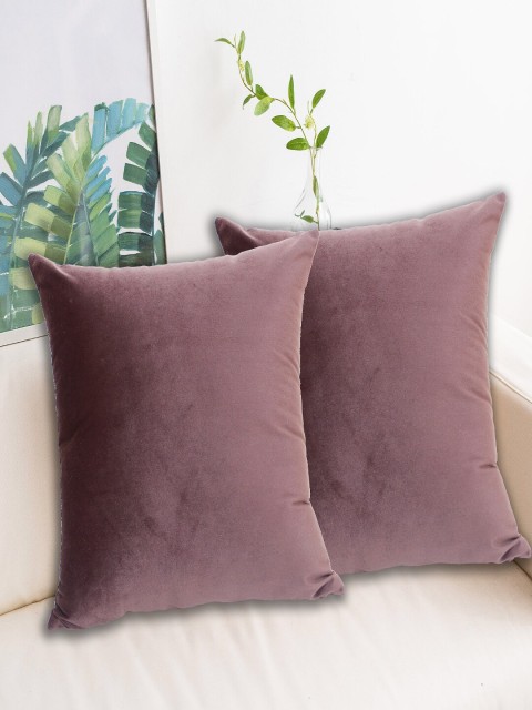 

INDHOME LIFE Khaki Set of 2 Velvet Square Cushion Covers
