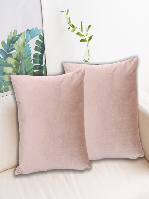 

INDHOME LIFE Beige Set of 2 Velvet Square Cushion Covers