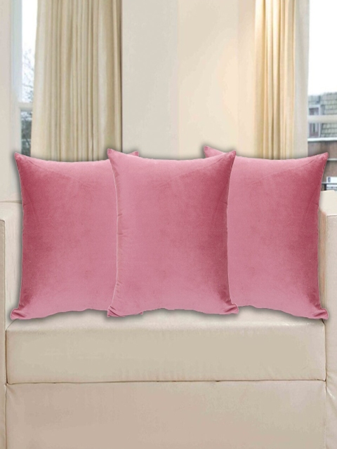 

INDHOME LIFE Peach-Coloured Set of 3 Velvet Square Cushion Covers