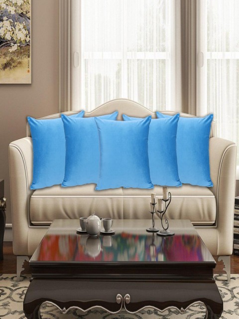 

INDHOME LIFE Teal Blue Set of 5 Velvet Square Cushion Covers