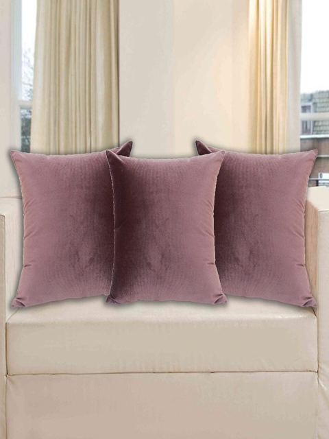 

INDHOME LIFE Khaki Set of 3 Velvet Square Cushion Covers