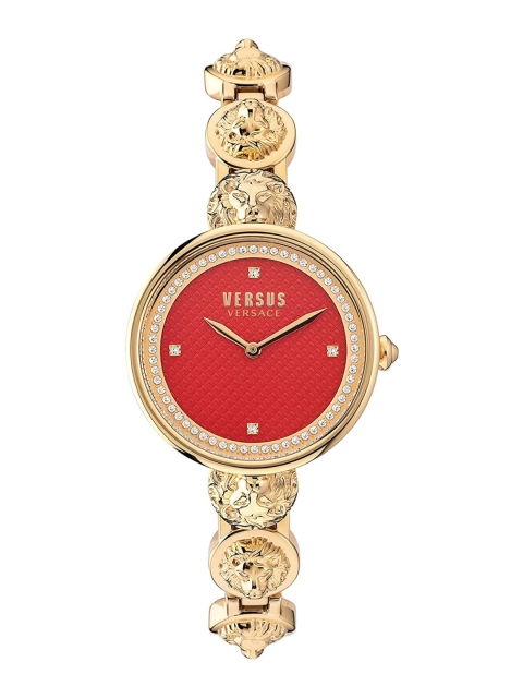 

Versus Women Red Dial & Gold Toned Stainless Steel Bracelet Style Straps Analogue Watch