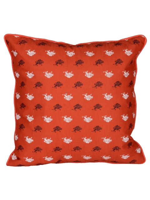 

Clasiko Orange Set of 5 Square Cushion Covers With Filler 16x16 Inches 100% Glace Cotton