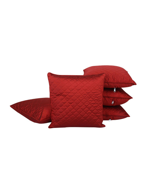 

Clasiko Maroon Set of 5 Square Cushion Covers