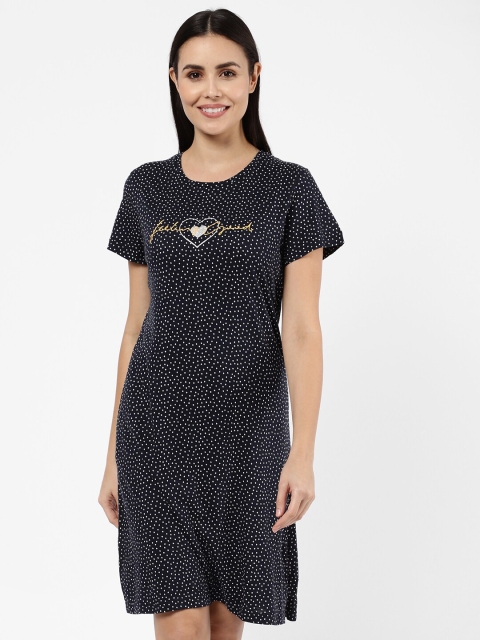 

SDL by Sweet Dreams Women Navy Blue Geometric Printed Nightdress