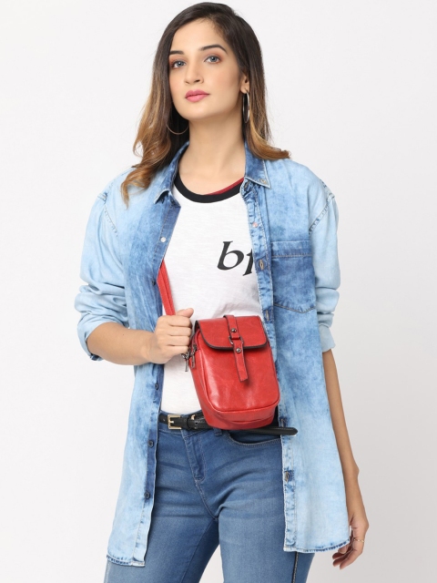 

NAEVE Red Leather Structured Sling Bag