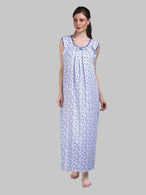 

Shararat Blue Printed Sleeveless Maxi Nightdress