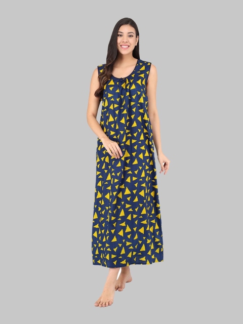 

Shararat Women Yellow Printed Maxi Nightdress