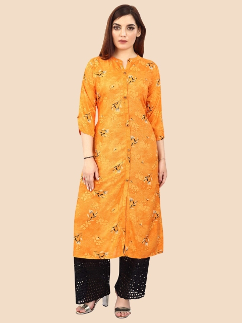 

FEMMIBELLA Women Orange Floral Printed Floral Kurta