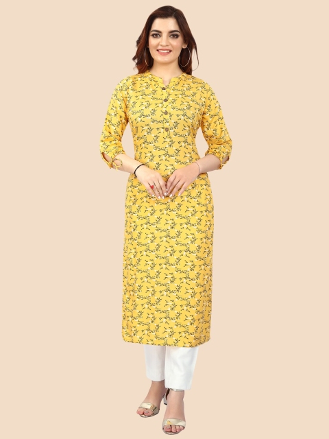 

FEMMIBELLA Women Yellow & White Floral Printed Kurta