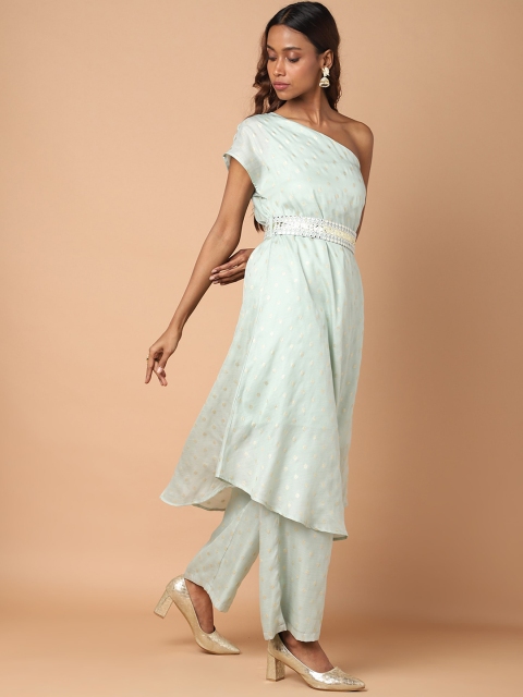

KHWAABI Women Green Embellished Mirror Work Kurta