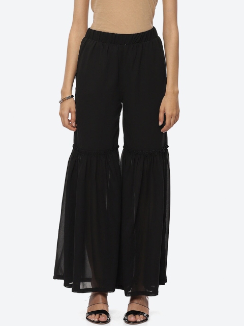 

Lakshita Women Black Flared Cropped Ethnic Palazzos