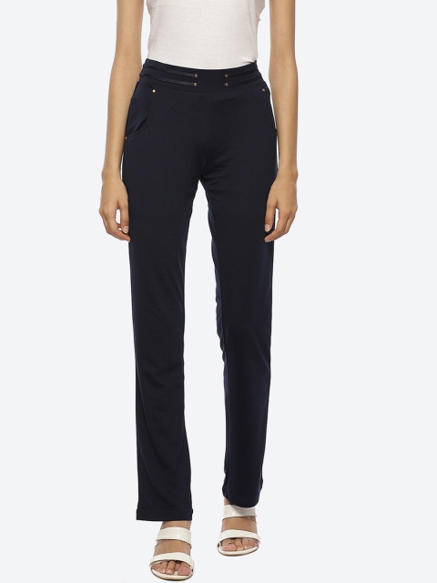 

Lakshita Women Navy Blue Relaxed Loose Fit Chambray Trousers
