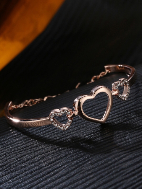 

Jewels Galaxy Women Rose Gold & White American Diamond Rose Gold-Plated Bangle-Style Bracelet