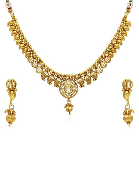 

Jewels Galaxy Gold-Plated Artificial Stones Studded Jewellery Set