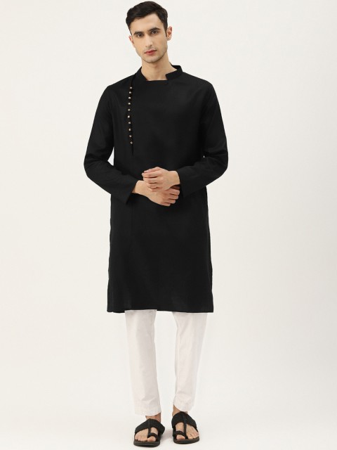 

Molly & Michel Men Black Solid Pure Cotton Kurta With Pyjamas