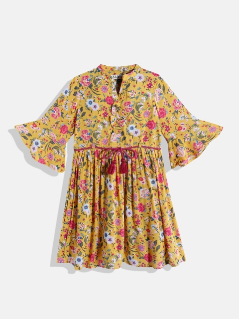 

Bella Moda girls Yellow & Red Floral Dress