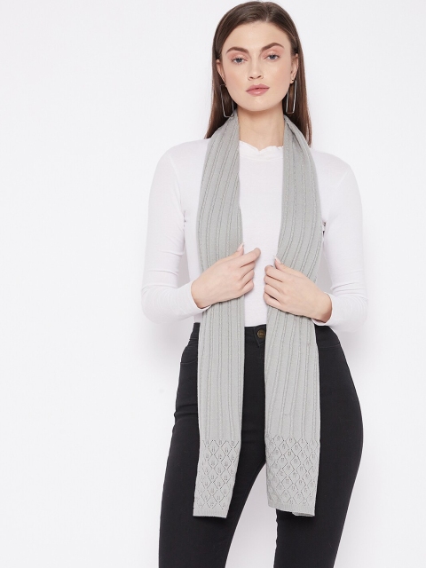 

Knitstudio Women Grey Solid Cable Knitted Muffler