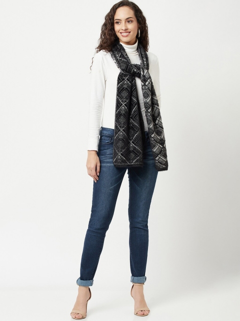 

Knitstudio Women Black Casual Knitted Muffler