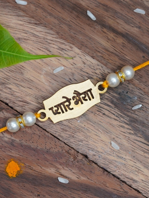 

The Magic Wand Boys Gold-Toned & White Beaded Rakhi