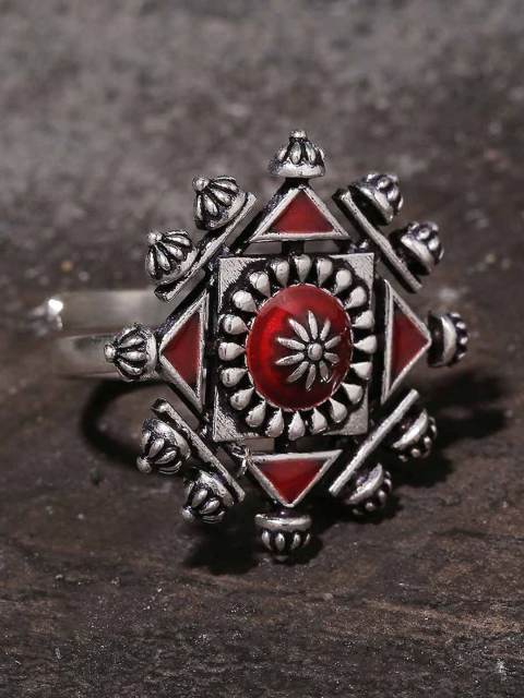 

Voylla Silver-Toned Moksha Mythology Inspired Ring