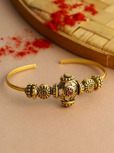 

Voylla Women Gold-Toned & Purple Brass Gold-Plated Cuff Bracelet