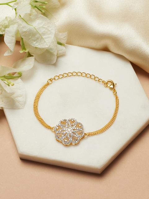 

Voylla Women Gold-Toned & White Brass Gold-Plated Link Bracelet