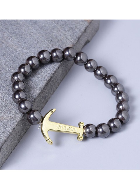 

Dare by Voylla Men Gold-Toned & Black Gold-Plated Beaded Bracelet