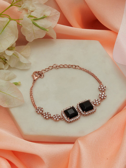 

Voylla Women Rose Gold Artificial Stone Studded Link Bracelet
