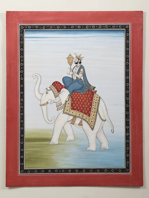 

Exotic India Blue and Red Devraj Indra Wall Painting