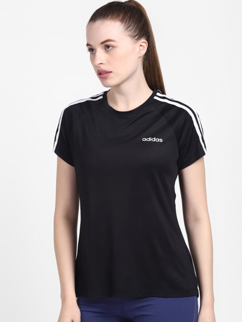 

ADIDAS Women Black Solid Cotton T-Shirt
