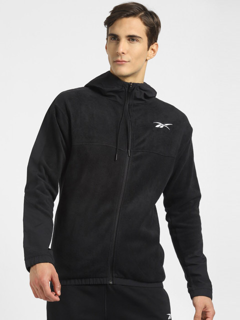 

Reebok Men Black Solid Hooded Sweatshirts