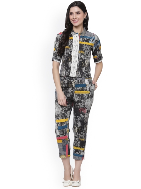 

bellamia Women Charcoal & White Printed Co-Ords