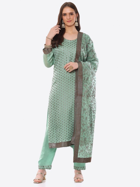 

Biba Women Green & Grey Embroidered Organza Unstitched Dress Material